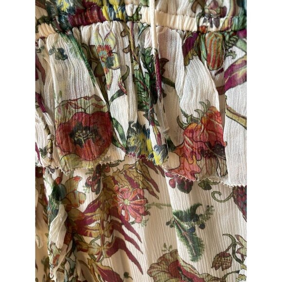 NWT Silk Ulla Johnson Adrienne Midi Dress w/ Ruffles Ecru Floral Size 6 - Picture 12 of 15